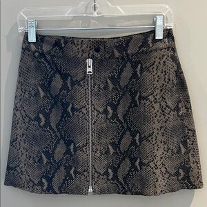 All Saints Black and Brown Snake Print Mini Skirt